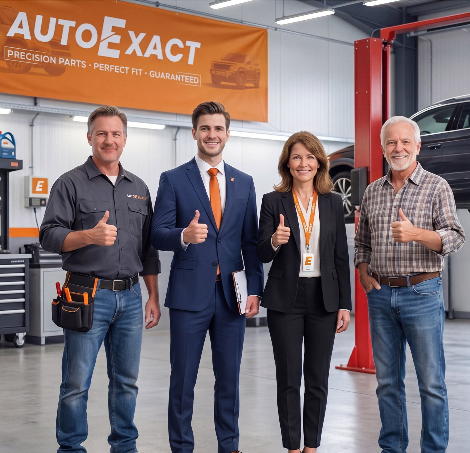 Auto parts arranged for inspection